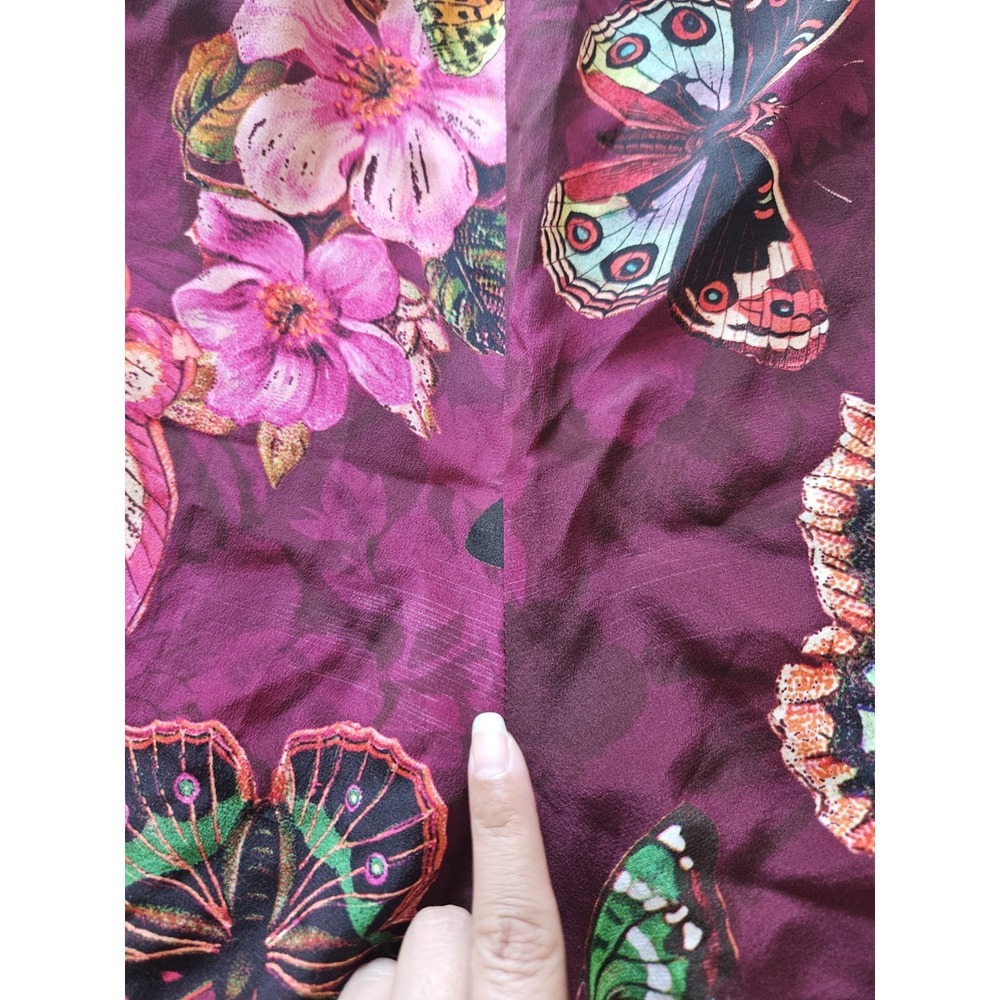 Johnny Was Silk Floral Butterfly Garden Prairie Tropical Pant Set S - Picture 15 of 16